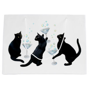 Grande Gatos negros con bolsa de regalo de Martinis