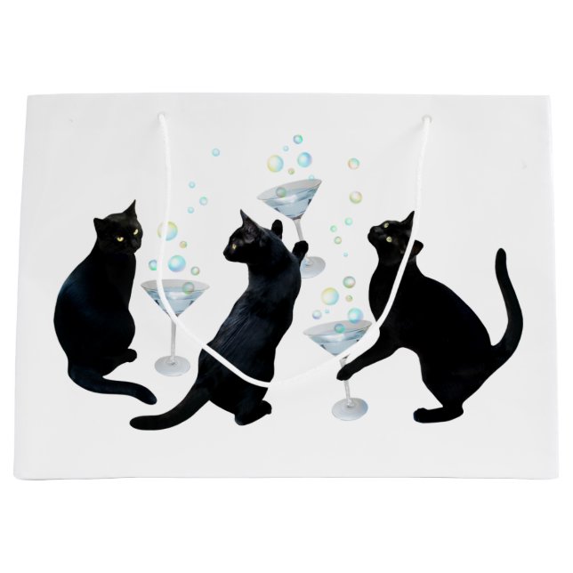 Grande Gatos negros con bolsa de regalo de Martinis (Anverso)