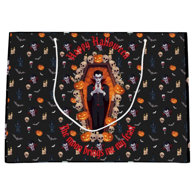 Grande 🧛 ‍ ♂️ Gótico Vampire Halloween Bolsa de Regalo N (Anverso)