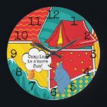 Grande Gran reloj redondo "Pop Art Camp"<br><div class="desc">Gran reloj redondo "Pop Art Camp" Este diseño también puede ser colocado en otros relojes de mayor tamaño. Personalice borrando números y agregando su estilo de fuente, color, tamaño y texto favorito. Todos los elementos de diseño se pueden editar y transferir a otros productos de Zazzle. Estilo: Redondo (grande) Es...</div>