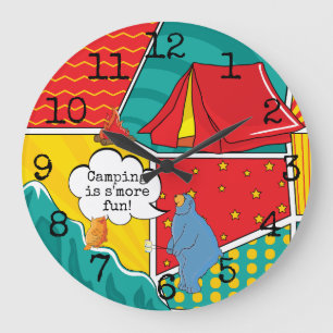 Grande Gran reloj redondo "Pop Art Camp"