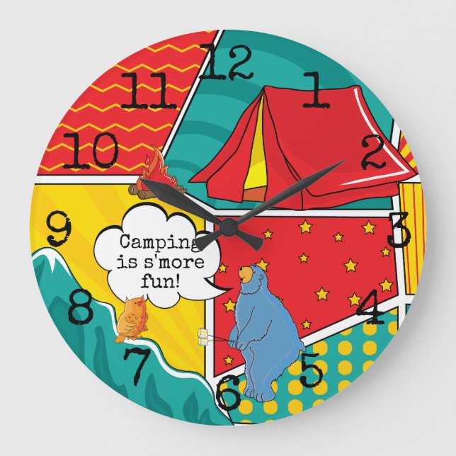 Grande Gran reloj redondo "Pop Art Camp" (Anverso)