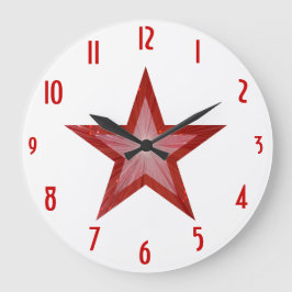 Grande La estrella roja "numera" el reloj blanco redondo