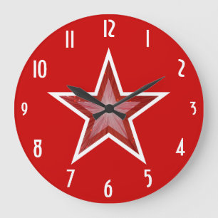 Grande La estrella roja "numera" el reloj rojo redondo