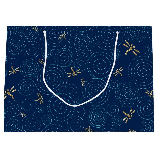 Grande libélulas en la lluvia gran bolsa de regalo (Anverso)