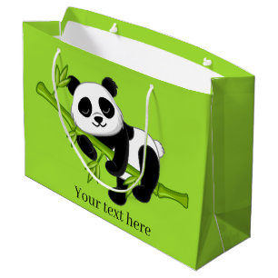 Grande lindo oso panda añadir texto Gran bolsa de regalo