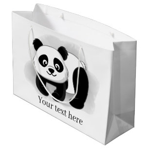 Grande lindo oso panda añadir texto Gran bolsa de regalo