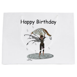 Grande Lluvia De Niño Con Bolsa De Regalo De Hoja