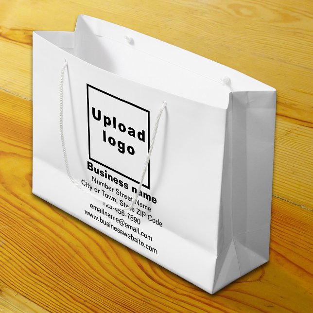 Grande Marca comercial en bolsa de regalo de gran tamaño  (Build brand name awareness. Your business brand on white large gift bag.)