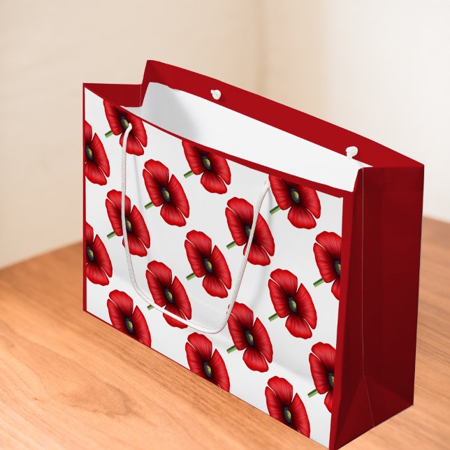 Grande Moda de flor de amapola roja Gran Bolsa de Regalo (A pretty poppy patterned red gift bag. Check the collection for other sizes. Pop a gift in it today!)