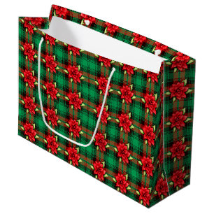 Grande Moda De Papel Y Poinsettias Gran Bolsa De Regalo