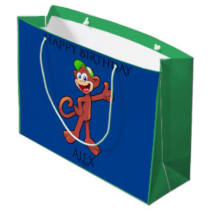 Grande 'MONKEY' feliz cumpleaños bolsa de regalo de nomb