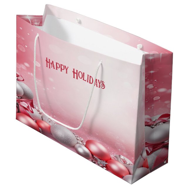 Grande Navidades blancos rosados Bolsa de regalo de vacac (Angulo Anverso)