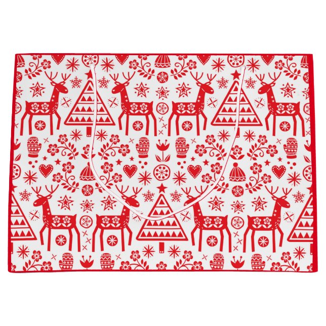 GRANDE NAVIDADES BOLSA DE REGALO DE PATRÓN REINDER NORUEG (Anverso)