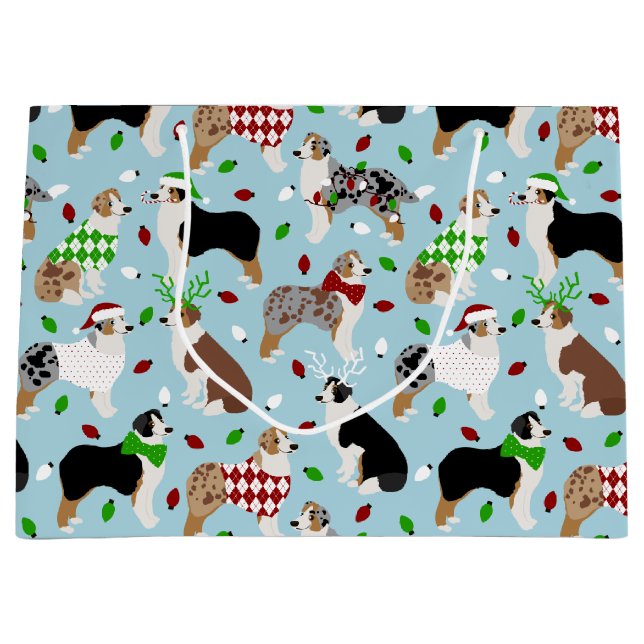 Grande Navidades Pastor Australiano Bolsa de Regalo Grand (Anverso)