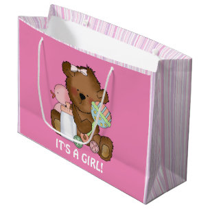 Grande Niña Bebé Bear una gran bolsa de regalo