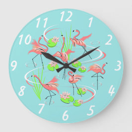 Grande Número de reloj Flamingo Fandango redondo