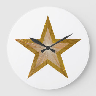 Grande "Oro" Estrella reloj blanco redondo