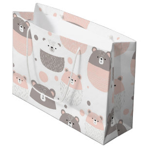 Grande Oso lindo y corazones -- Bolsa de regalo de guarde