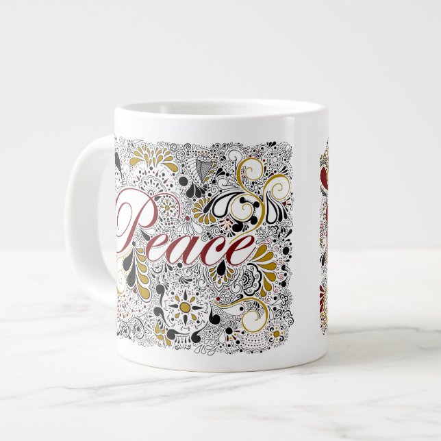 Grande Paz y Shalom (en hebreo) - taza de café enorme (Izquierda)