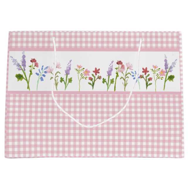 Grande Pequeña Bolsa de Regalo de Gingham Rosa (Anverso)