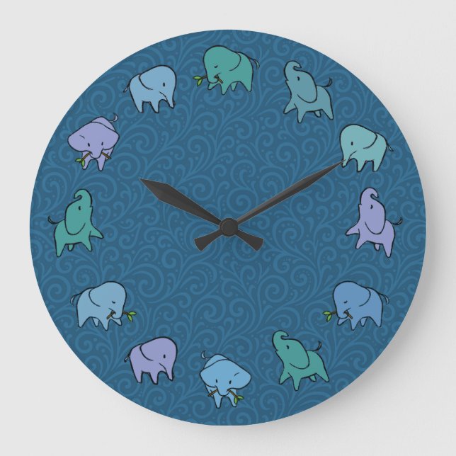 Grande Pequeños elefantes reloj redondo (Anverso)