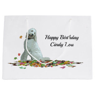 Grande Perro Labradoodle En Hojas Bolsa De Regalo