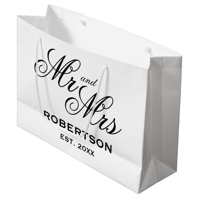 Grande Personalizado Sr. y Sra. newlyweds bolsa de regalo (Angulo Anverso)