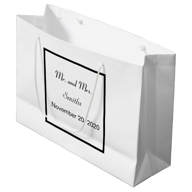 Grande Plain Simple Elegant Wedding Gran Bolsa de regalo (Angulo Anverso)