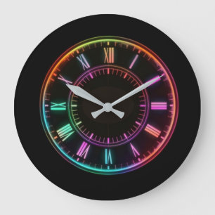 Grande Reloj de neón colorido redondo