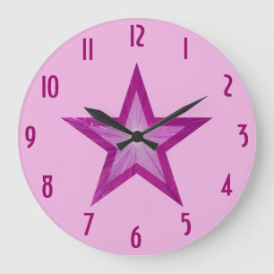 Grande Reloj de 'números' de estrella rosa redondo rosa p