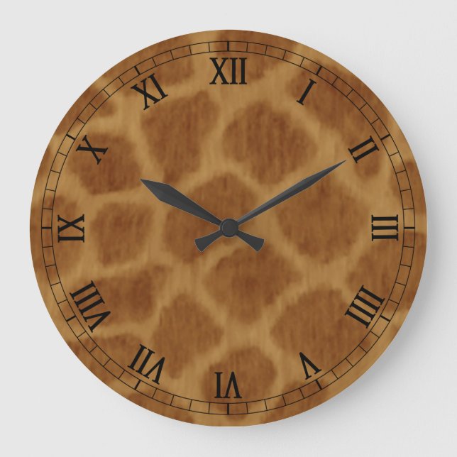 Grande Reloj de números romanos redondo de jirafa (Anverso)