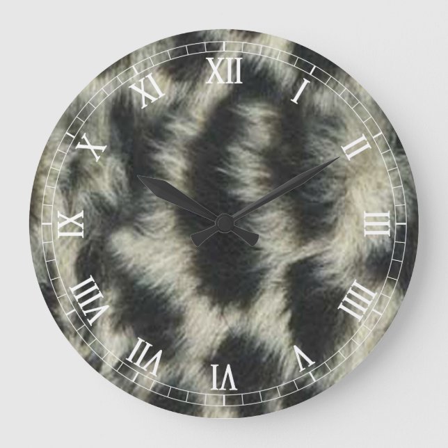 Grande Reloj de números romanos redondo de leopardo de la (Anverso)