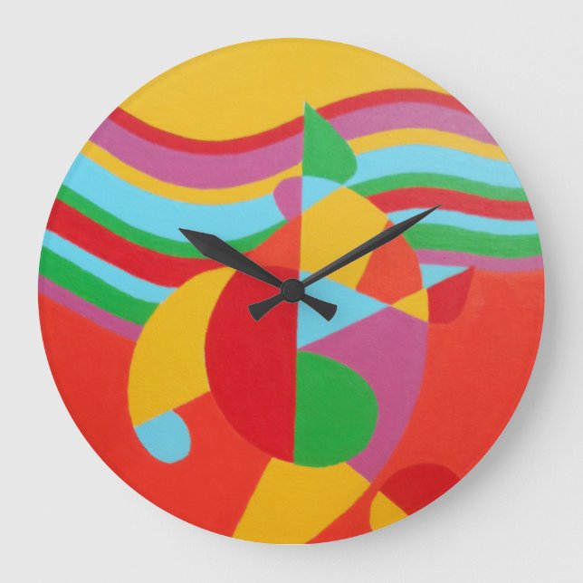 Grande Reloj redondo abstracto en Technicolor (Anverso)