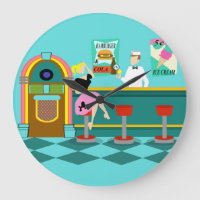 Reloj redondo acrílico de la fuente retro soda