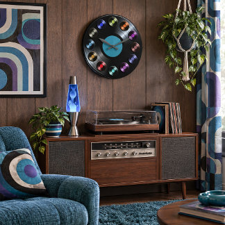 Grande Reloj redondo boho LP retro álbum de vinilo