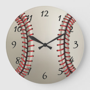 Grande Reloj redondo de béisbol animado
