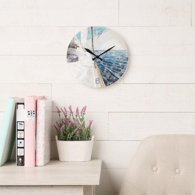 Grande Reloj redondo de boceto de embarcación de vela aur (Sala de lectura)