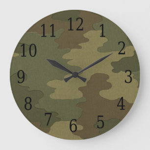 Grande Reloj redondo de camuflaje oscuro