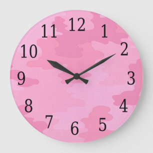 Grande Reloj redondo de camuflaje rosa