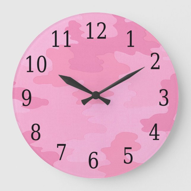 Grande Reloj redondo de camuflaje rosa (Anverso)