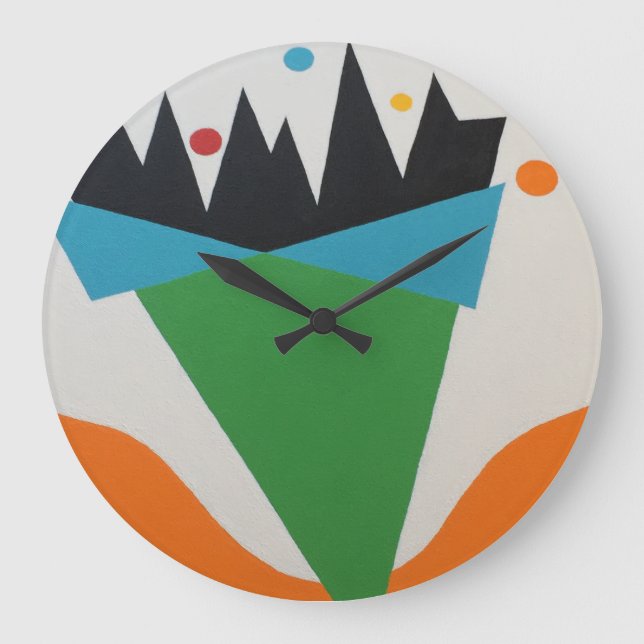 Grande Reloj redondo de cono de confeti abstracto (Anverso)
