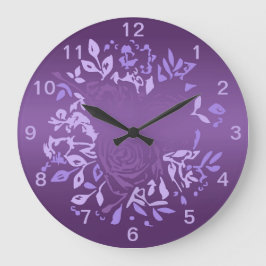 Grande Reloj redondo de corona de rosa violeta