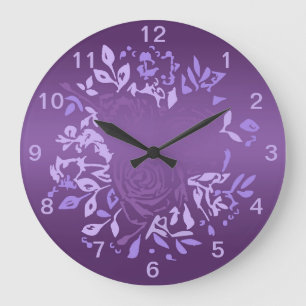 Grande Reloj redondo de corona de rosa violeta