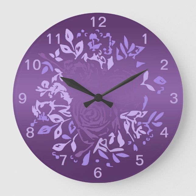 Grande Reloj redondo de corona de rosa violeta (Anverso)