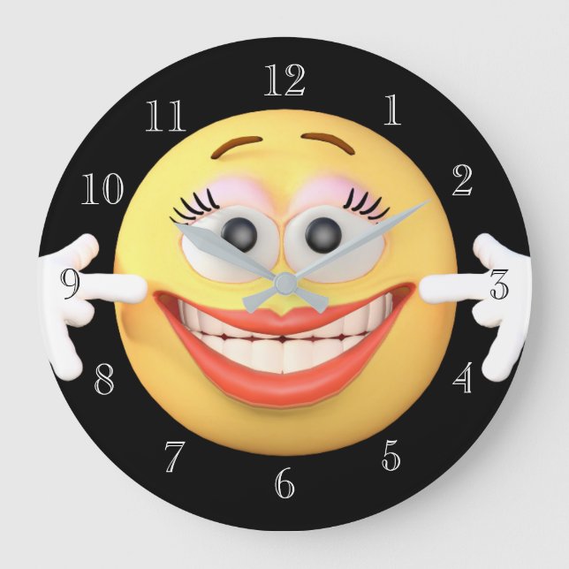 Grande Reloj redondo de Emoji sonriente (Anverso)