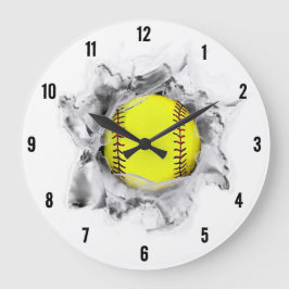 Grande Reloj redondo de fanático de deportes de sóftbol