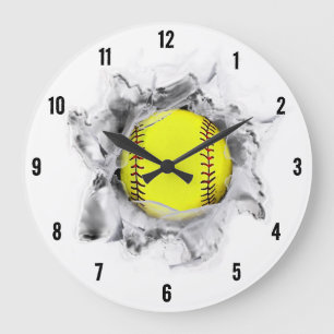 Grande Reloj redondo de fanático de deportes de sóftbol