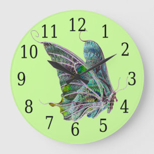 Grande Reloj redondo de la mariposa exótica