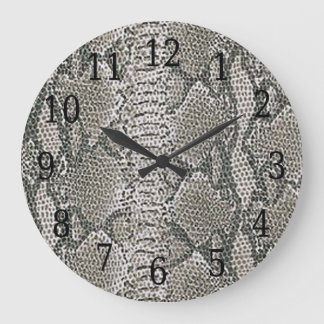 Grande Reloj redondo de la piel de serpiente de plata